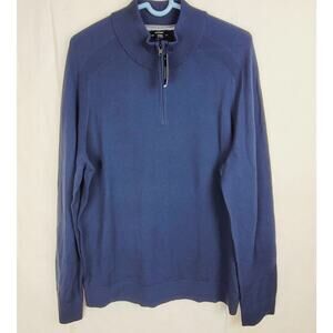 New Express navy blue merino wool quarter zip pullover sweater Size Large Preppy